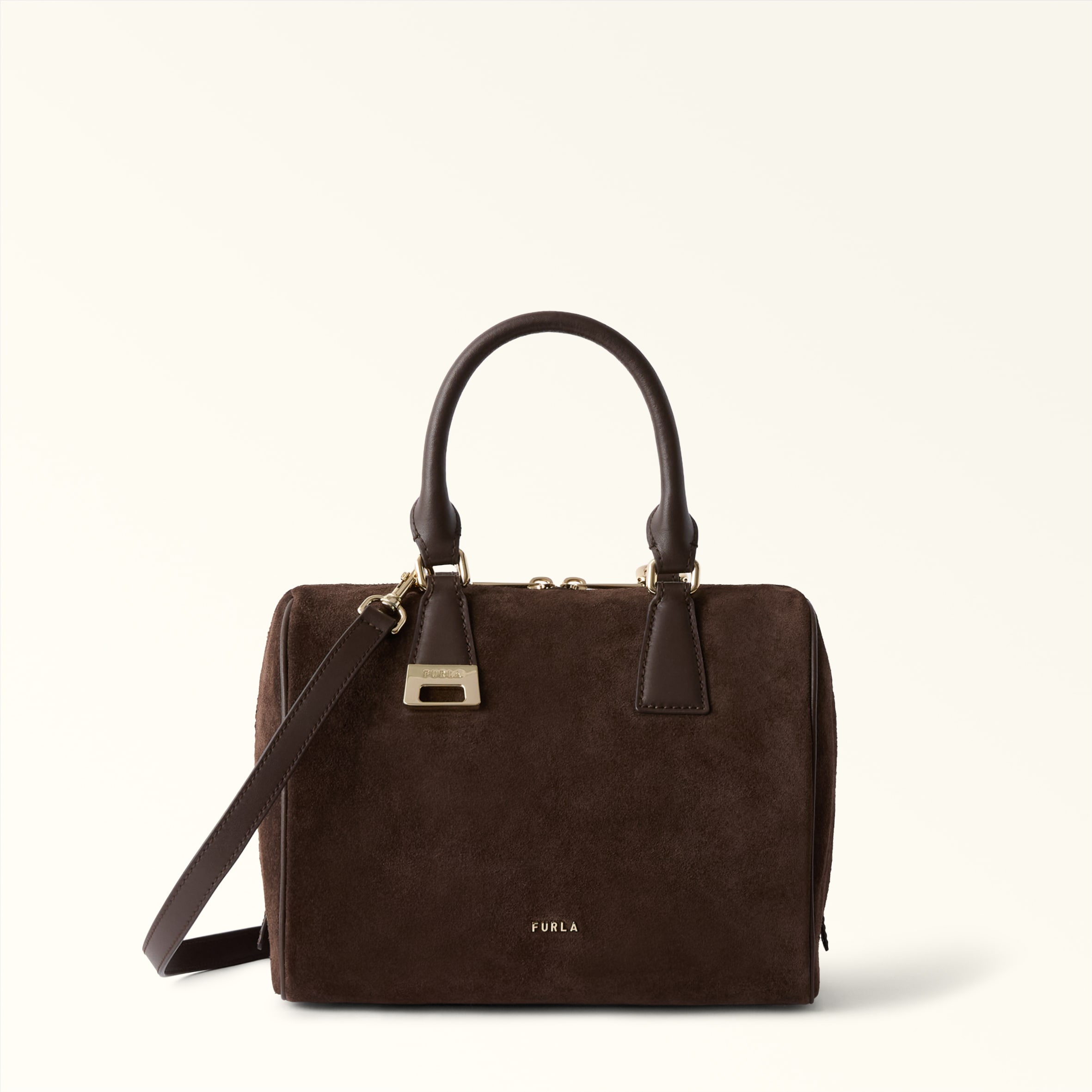 Furla Olivia M Boston Suede Brown