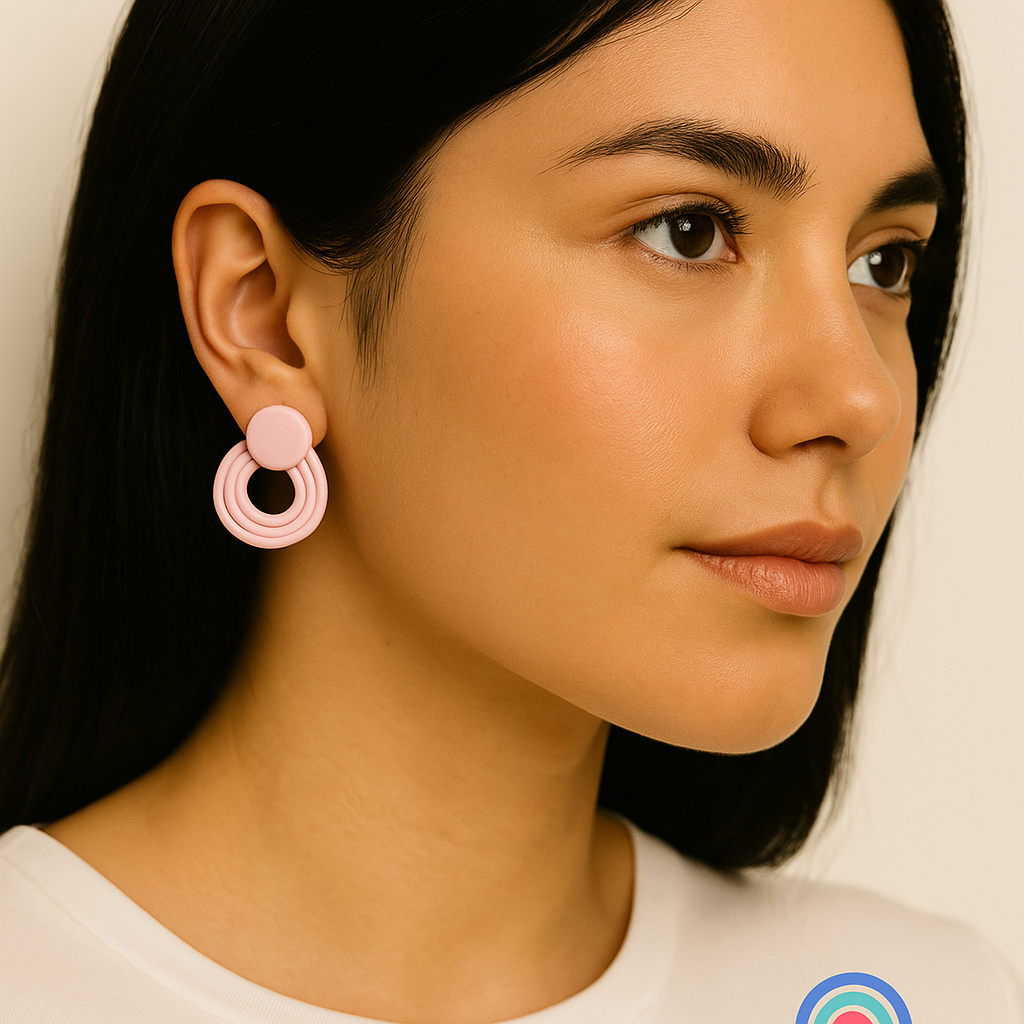 Ring Clay Earrings Pink
