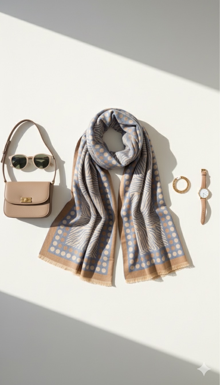 Φουλάρι Pastel – Μπεζ & Σιέλ Τόνοι