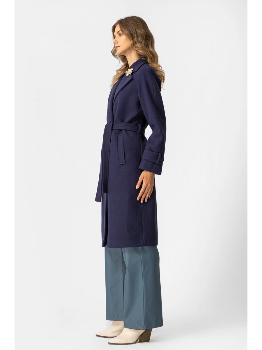 Παλτό Γκρι Βελούρ με πέτο και ζώνη