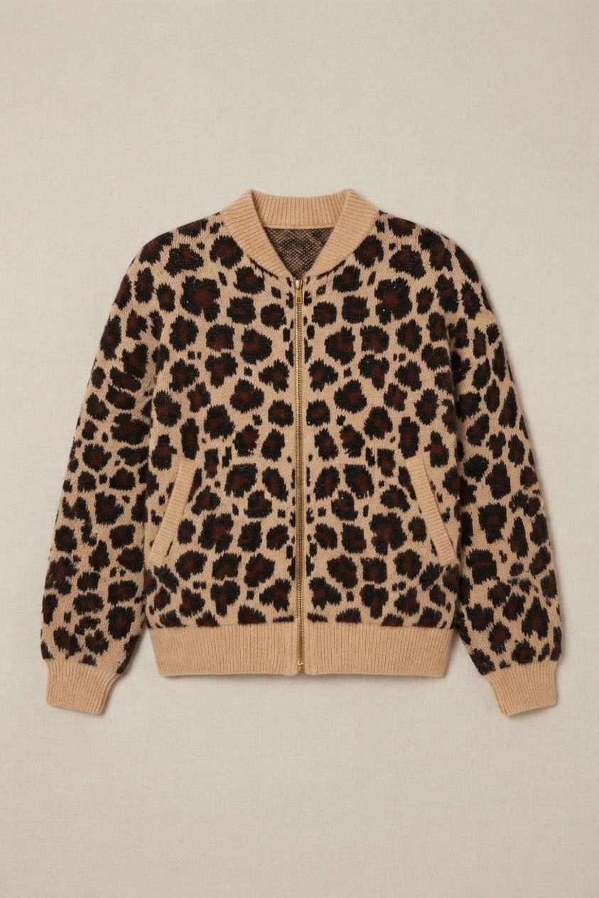 Γυναικεία Πλεκτή Ζακέτα Animal Print Marina V Paris