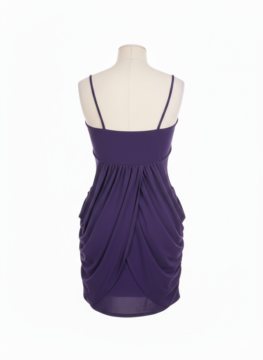 Mini Τιραντέ Φόρεμα Cocktail Μωβ για Γάμο 