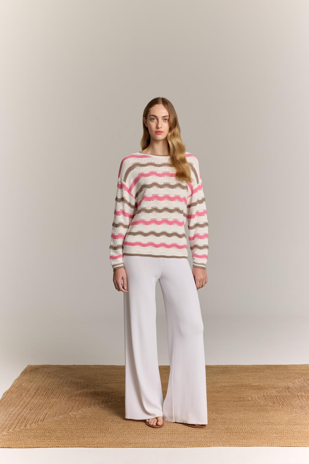 Πλεκτή Μπλούζα Marina V Paris με Ριγέ Σχέδιο