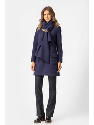 Παλτό Ζακέτα Μπλε με Εσάρπα 