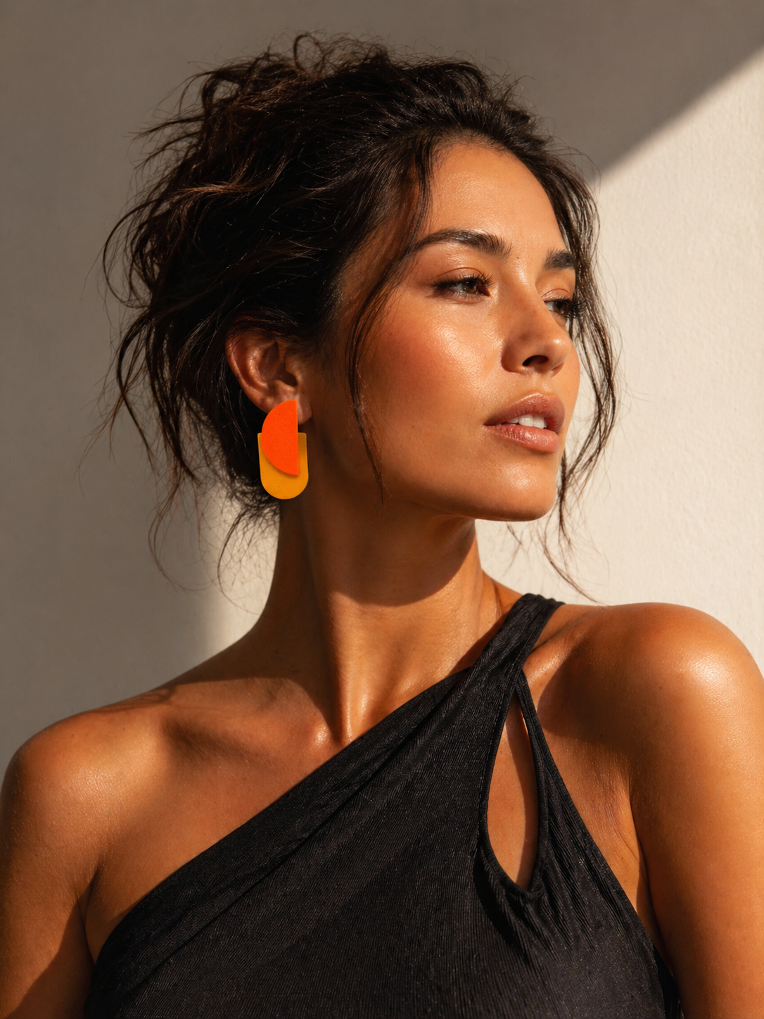 Σκουλαρίκια Διπλό Ημικύκλιο Πορτοκαλι