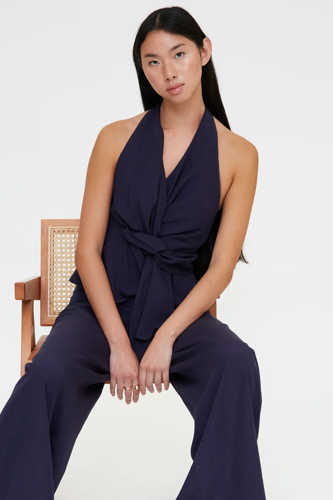 Top μπλε με δέσιμο