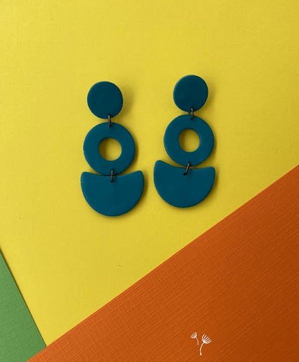 Athena Clay Earrings Blue