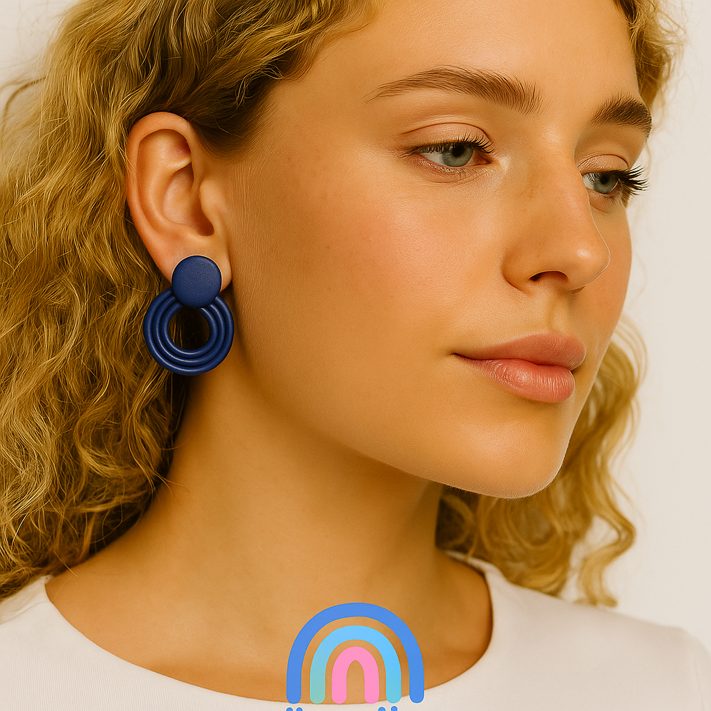Ring Clay Earrings Blue