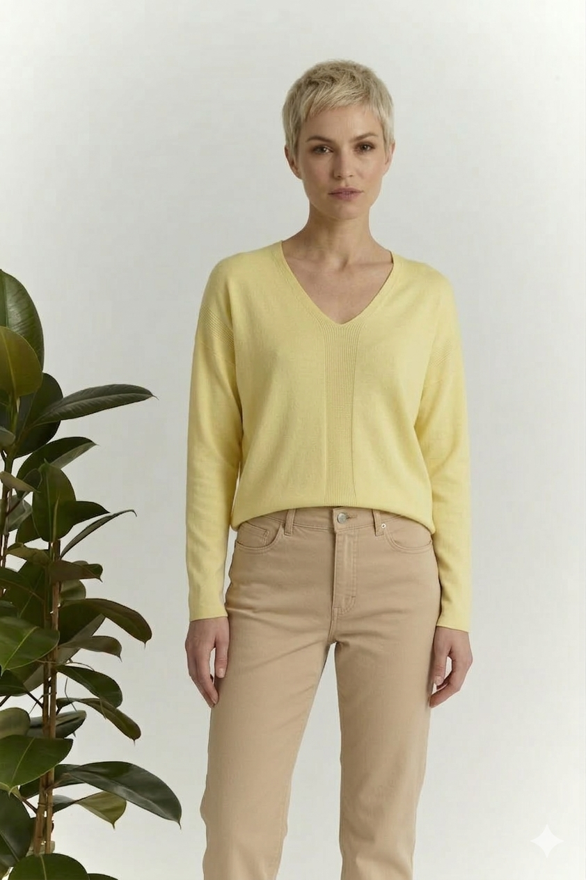 Πουλόβερ με Λαιμόκοψη V Κιτρινο 