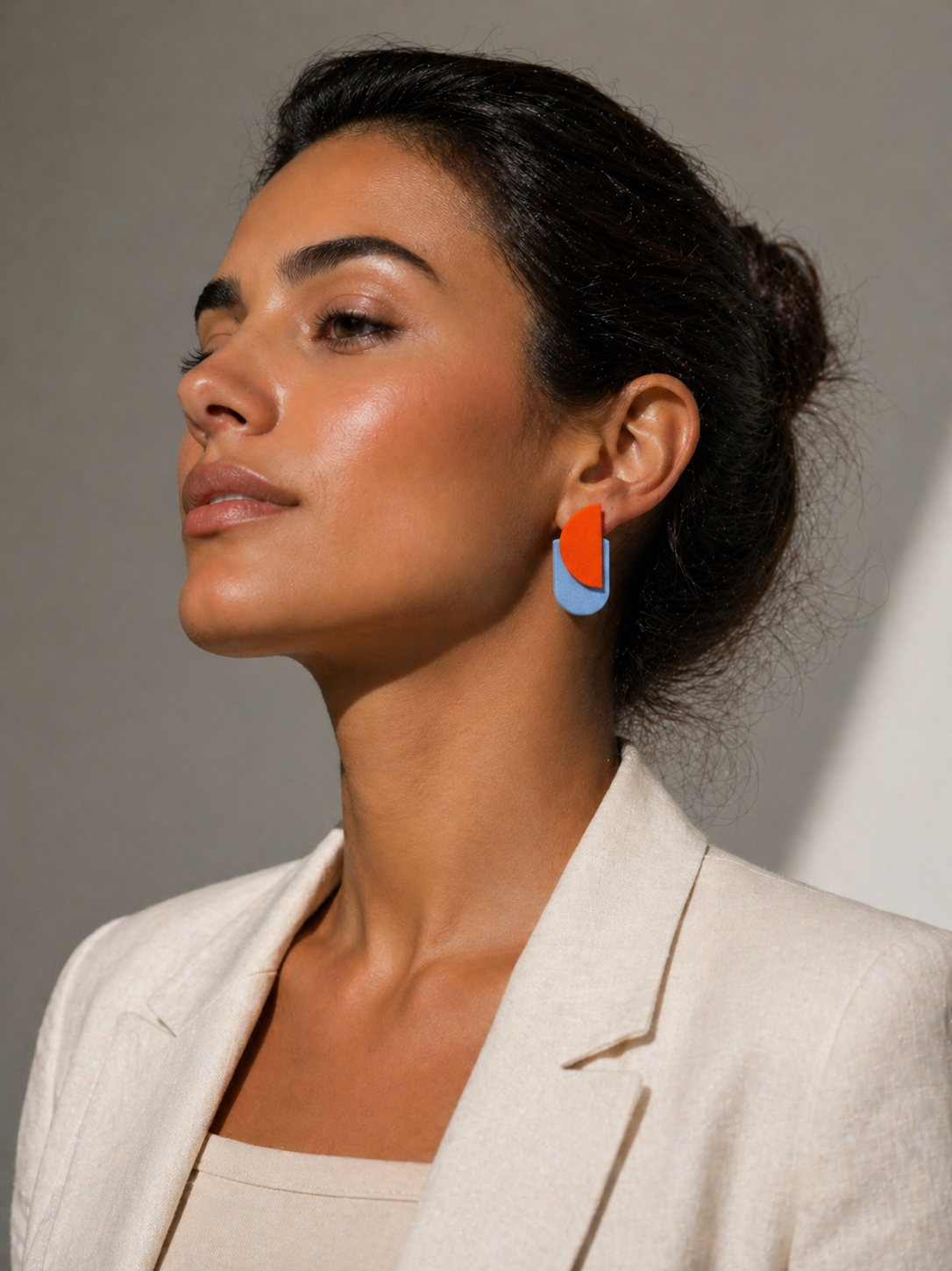 Σκουλαρίκια Διπλό Ημικύκλιο Γαλάζιο