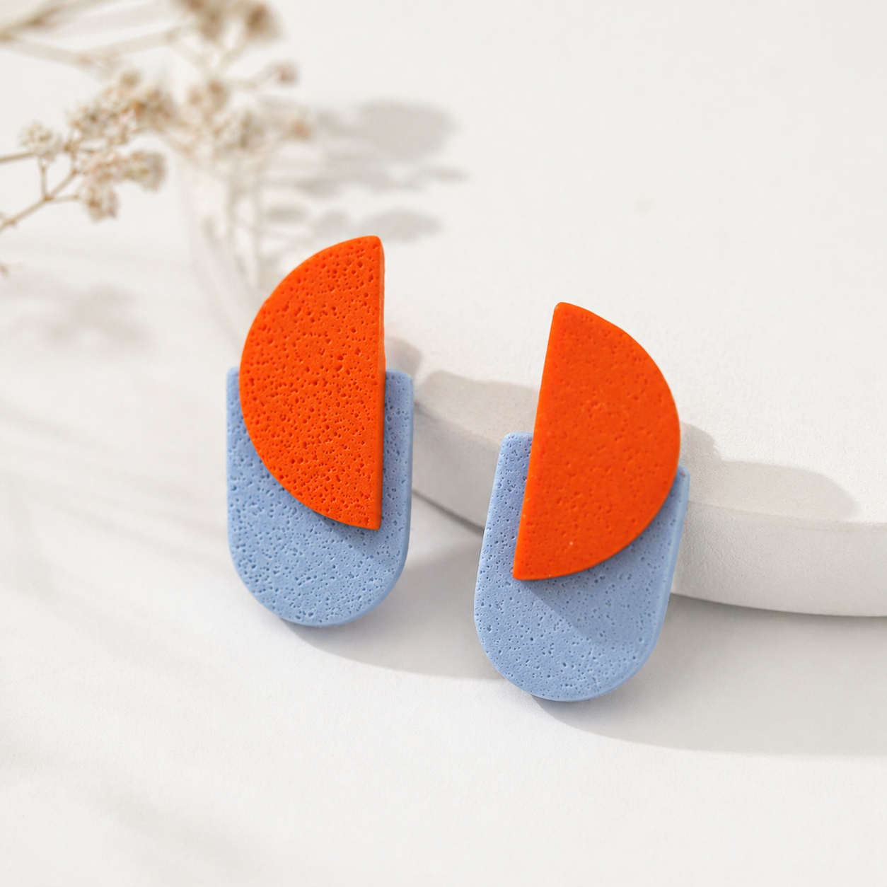 Σκουλαρίκια Διπλό Ημικύκλιο Γαλάζιο