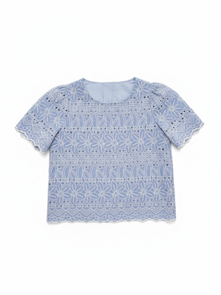 Κοντομάνικη Μπλούζα με Δαντέλα Marina V