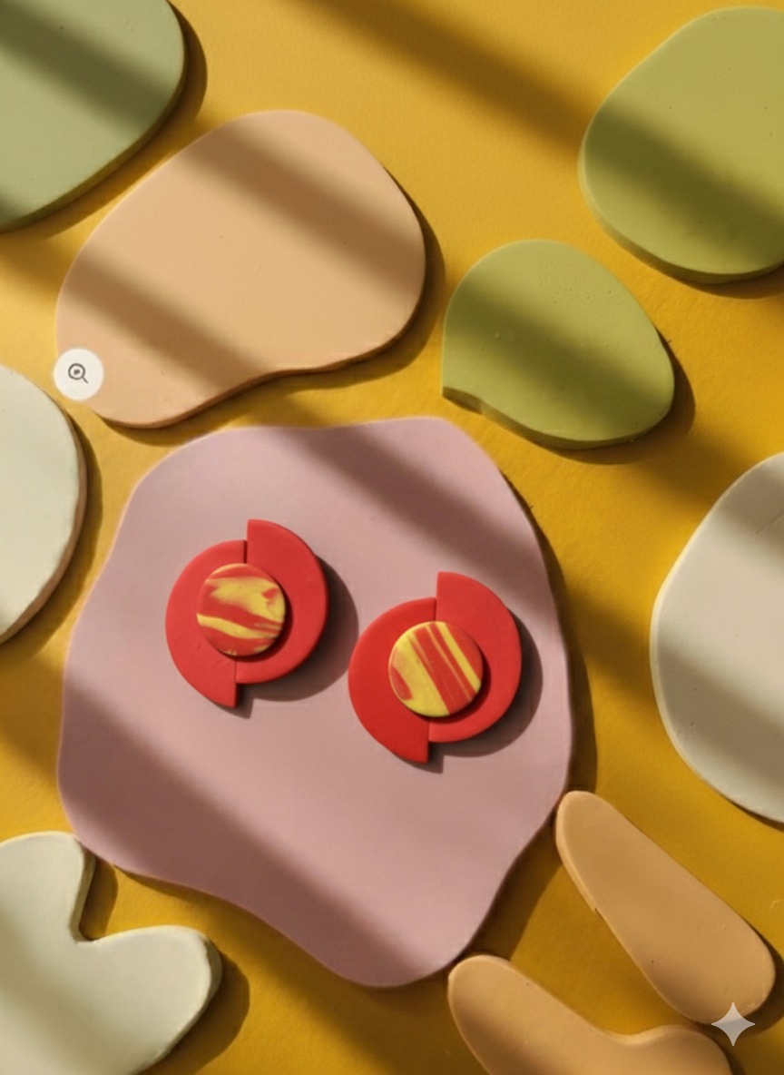 Happy Clay Σκουλαρικια απο πηλό Balance Magenta