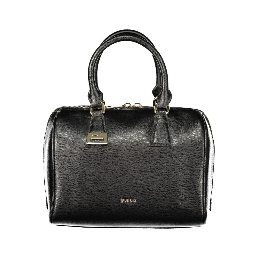 Furla Olivia M Boston Μαύρη Δερμάτινη Τσάντα