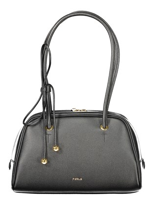Furla Poppy M Dome Μαύρη Δερμάτινη Τσάντα