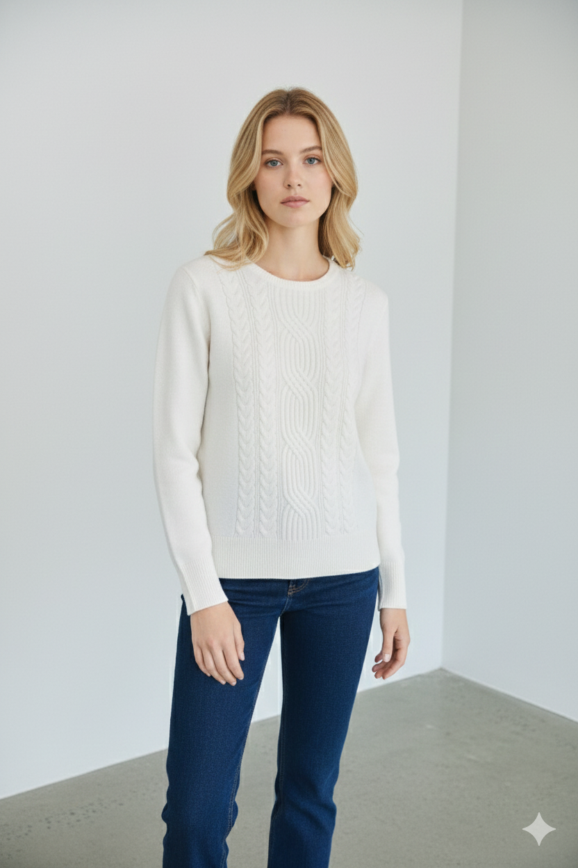 Navy Blue Πουλόβερ με Πλεξούδες – Κλασικό & Κομψό