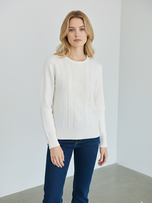 Navy Blue Πουλόβερ με Πλεξούδες – Κλασικό & Κομψό