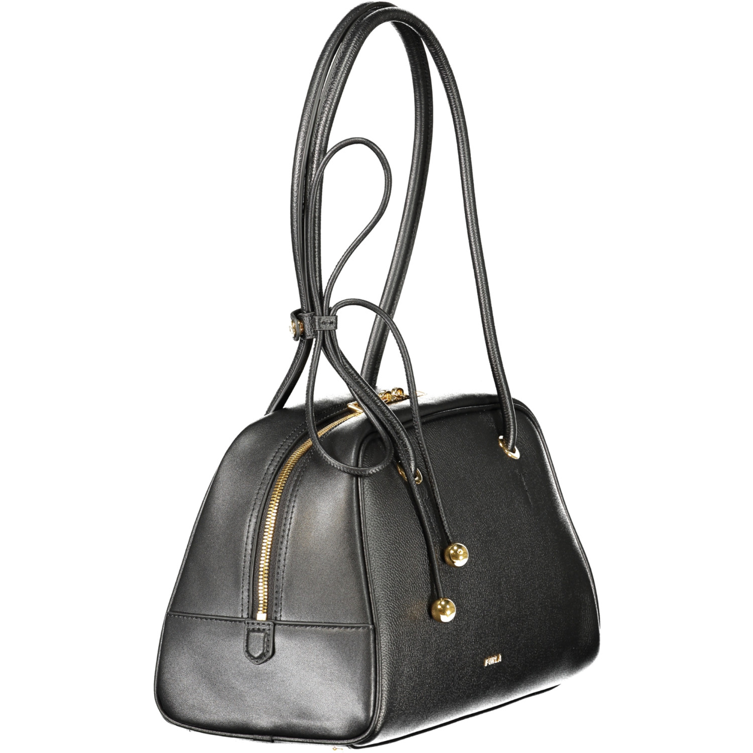Furla Olivia M Boston Μαύρη Δερμάτινη Τσάντα