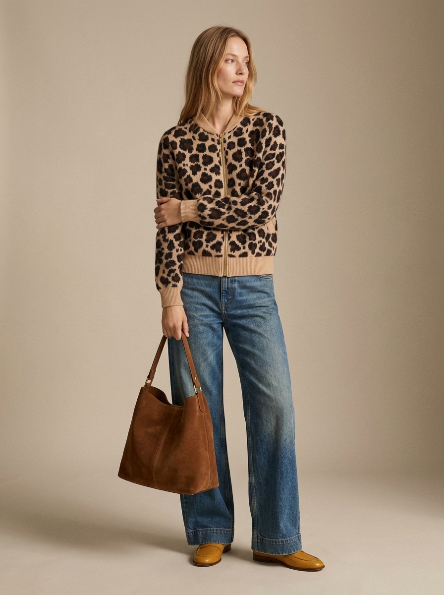 Γυναικεία Πλεκτή Ζακέτα Animal Print Marina V Paris