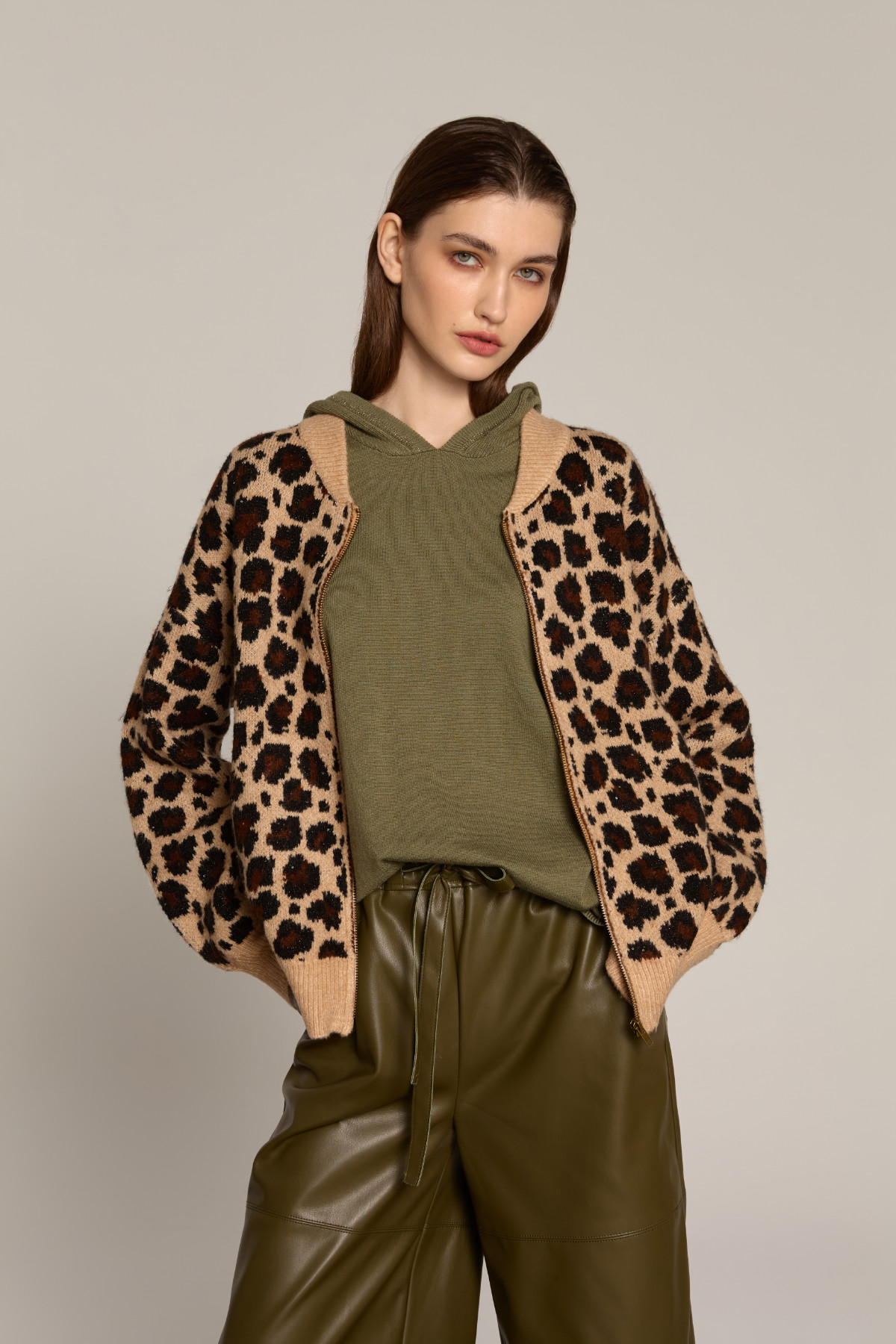Γυναικεία Πλεκτή Ζακέτα Animal Print Marina V Paris