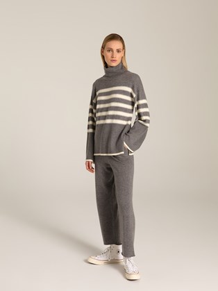 Γκρι Πλεκτό με Ριγέ Σχέδιο  Marina V Paris